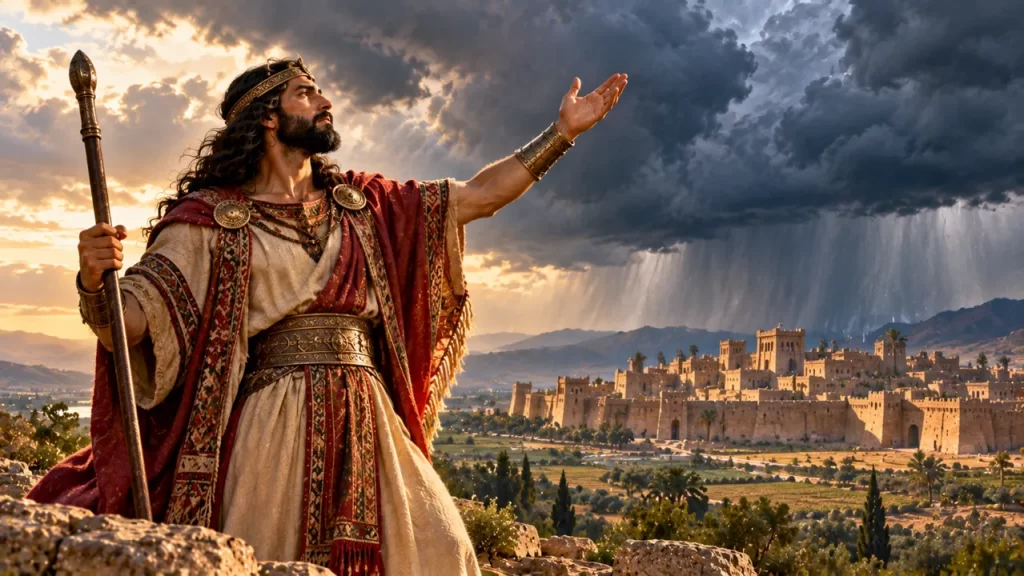 Baal: qué significa el nombre y a qué divinidades se refiere 1 Interpretación de una divinidad levantina de la tormenta ante una ciudad de adobe.