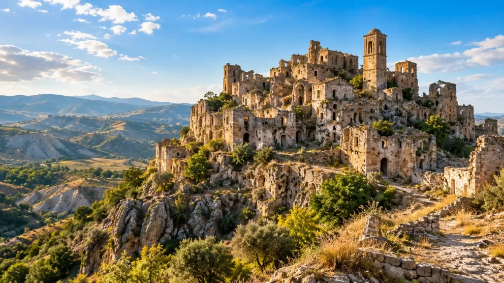 Craco, Italia: historia de un pueblo abandonado 1 Pueblo de piedra imaginado sobre una colina; no es una fotografía de Craco.